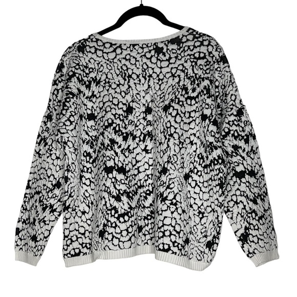 FRENCH CONNECTION Textured Long Sleeve Sweater Black White Women's S - Picture 2 of 12